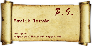 Pavlik István névjegykártya